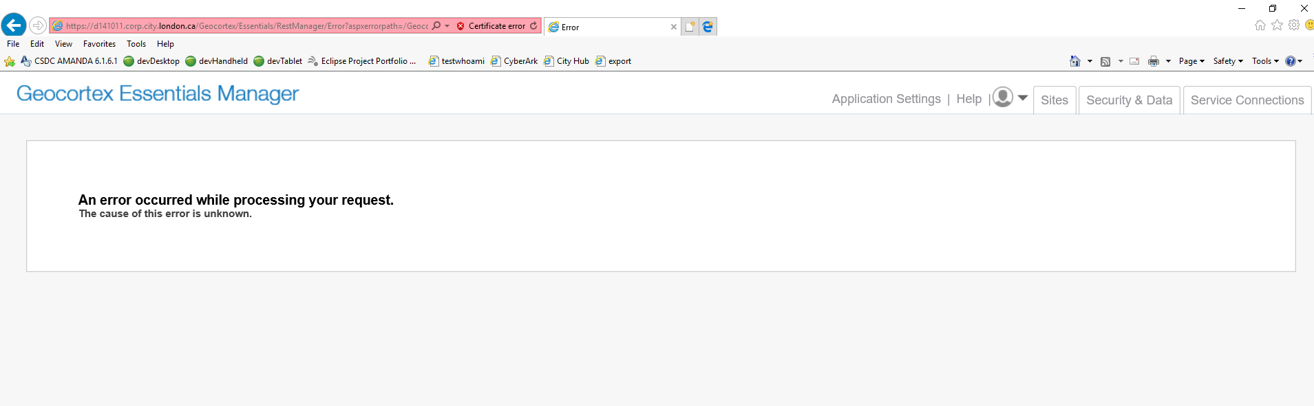 Geocortex 4.8 Error