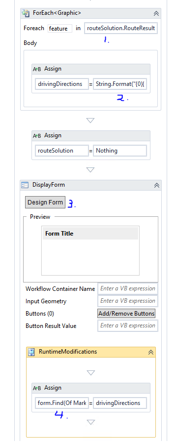 Workflow sequence to output directions to a form
