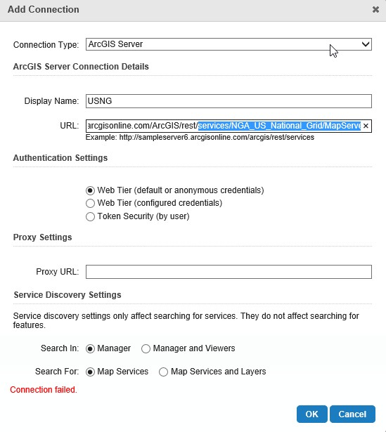 USNG AGServer connection type
