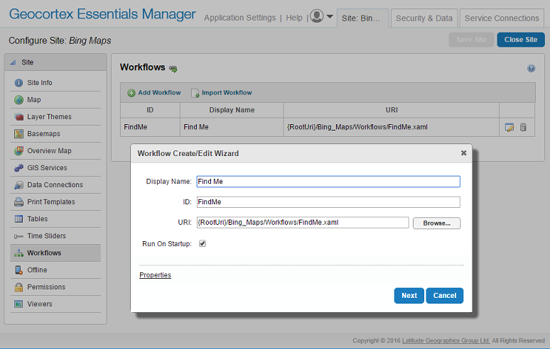Adding a workflow to an Essentials site in Manager.