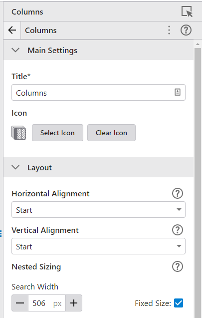 column sizing