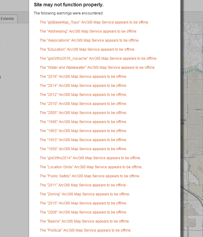 image of services showing as offline
