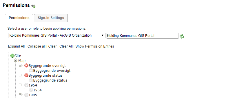 Portal organisation rights