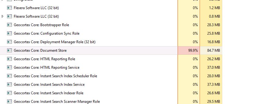 Task Manager Showing Document Store Using 99.9% of CPU