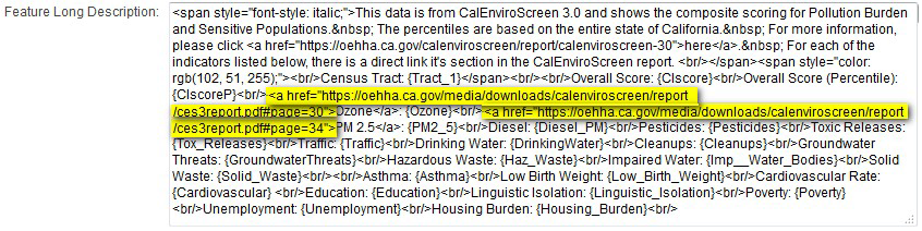 Highlighted HTML showing links.