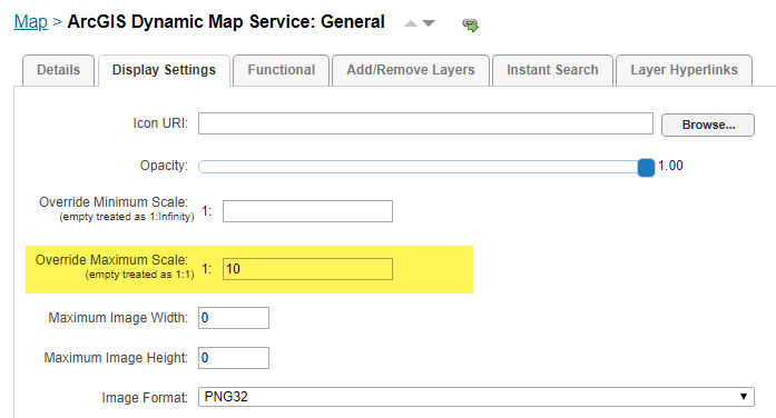 Map Override Scale Setting