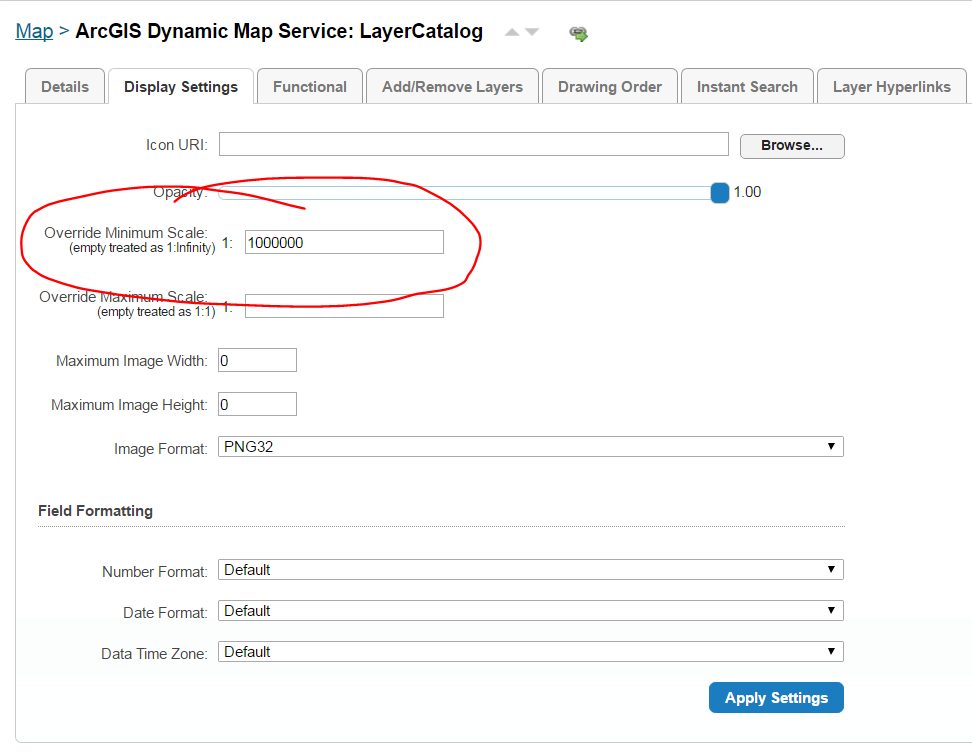 Screenshot of the setting in the manager to try first before changing everything in your map service mxd.
