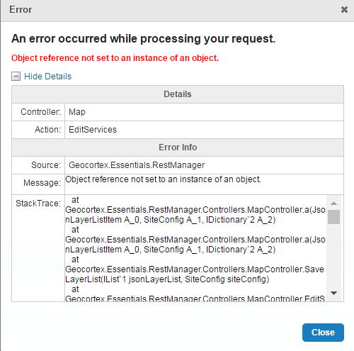 Error when adding in new layer to TOC from changed Map Service