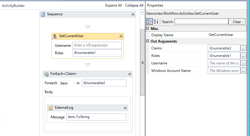 check claims from GetCurrentUser activity
