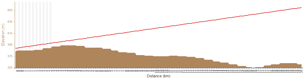 Profile chart with incorrect x-axis and duplicate labels for each kilometer.