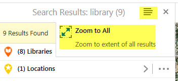 Instant Search Results Zoom To All
