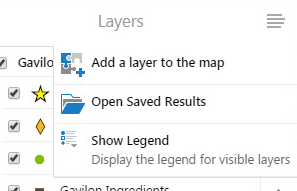 The layer list context menu as shown in a viewer