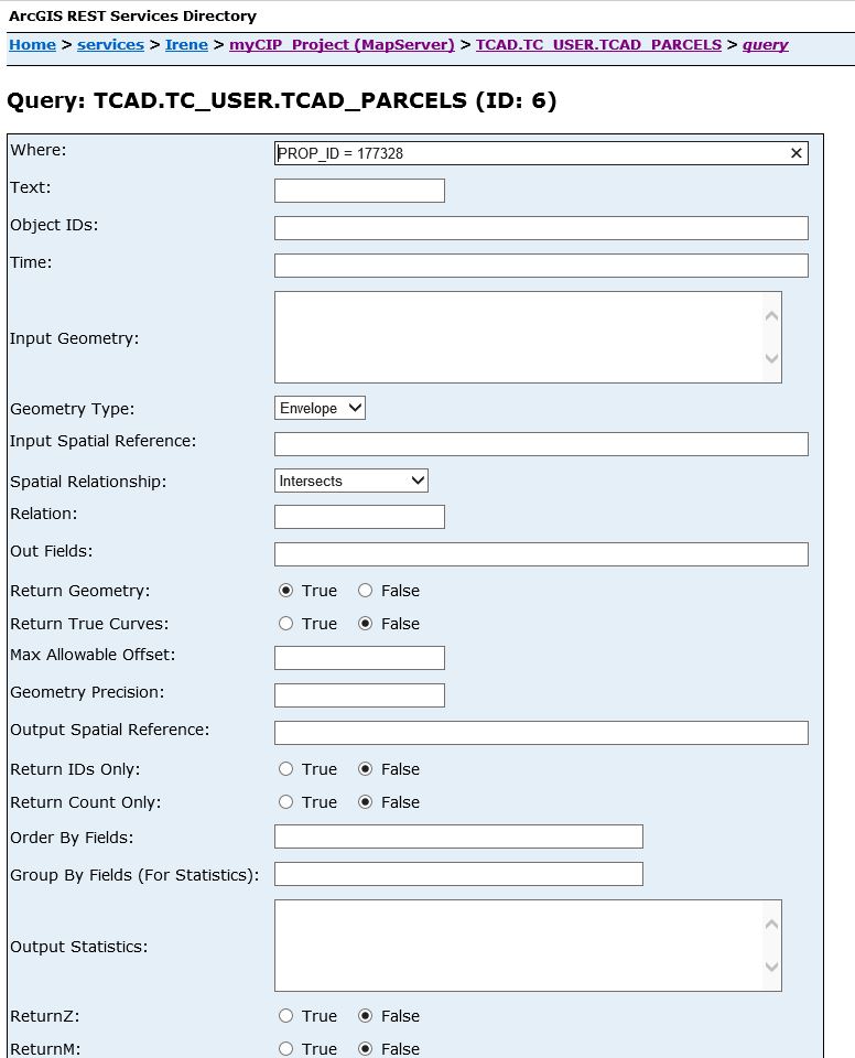 ArcGIS Server Interface Query and result
