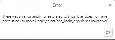 Error that pops up when attempting to save the edits