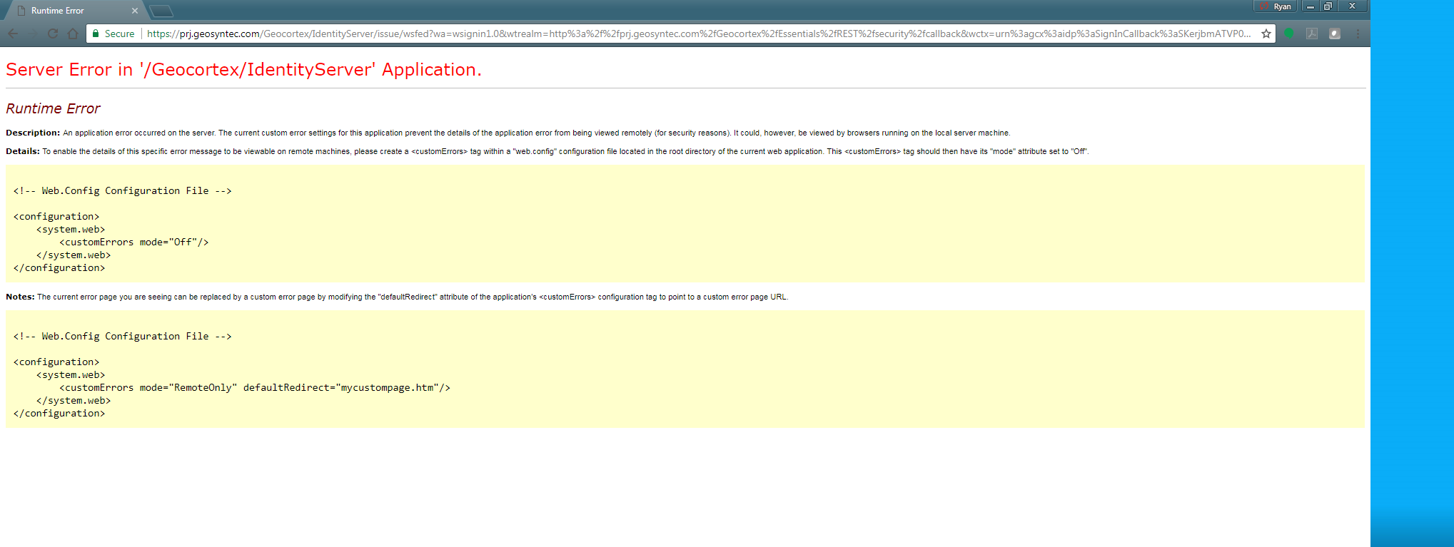 Error message