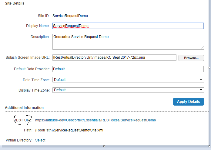 Location in Site with link that errors