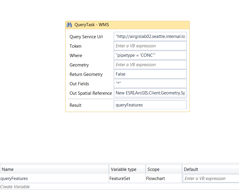 QueryTask parameters
