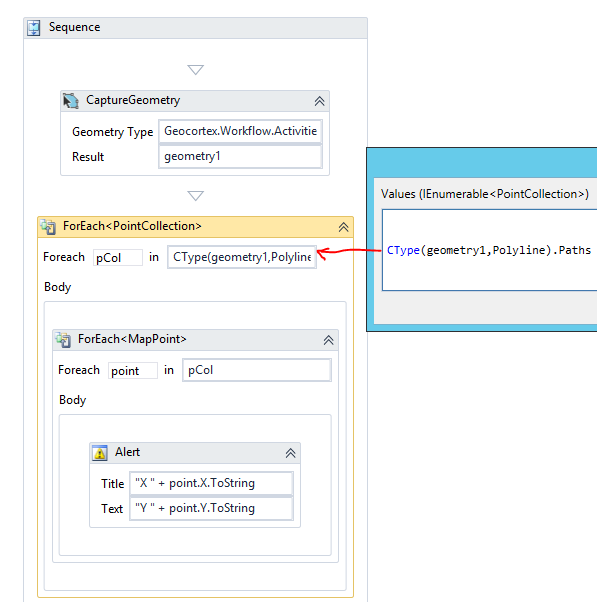 Workflow to get coordinates from a line