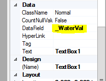 data field property on textbox control