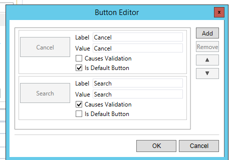 Buttons as configured in a workflow