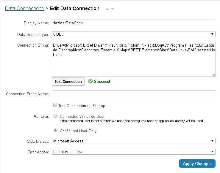 data connection screenshot